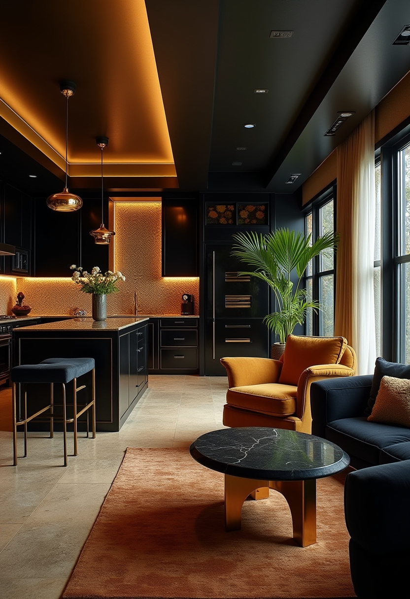 Open Area Kitchen And Living Room 24