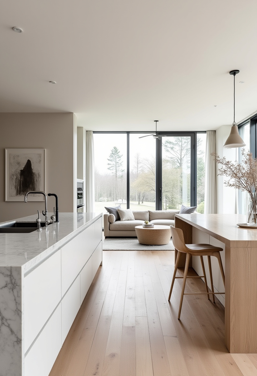 Open Kitchen And Living Room With Island 1