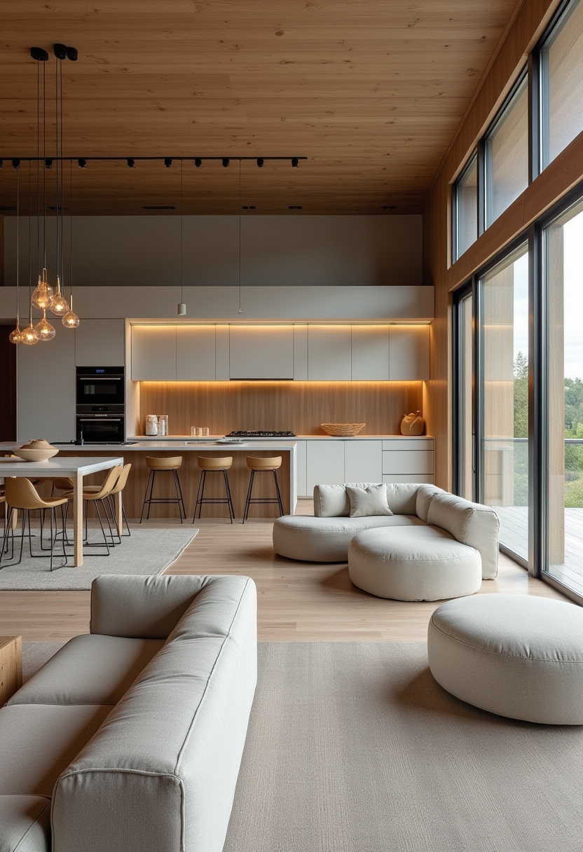 Open Kitchen And Living Room With Island 2