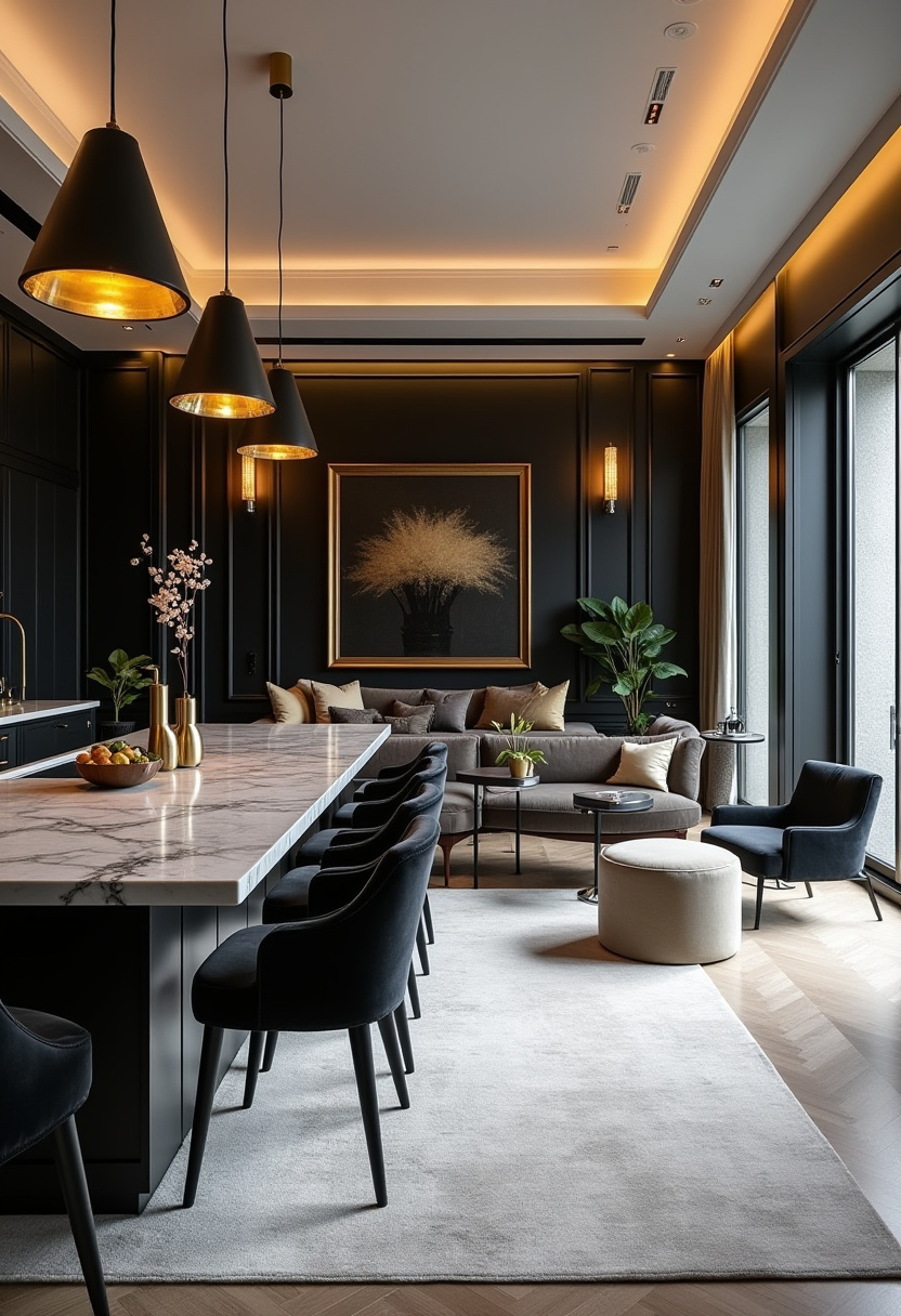 Open Kitchen And Living Room With Island 21