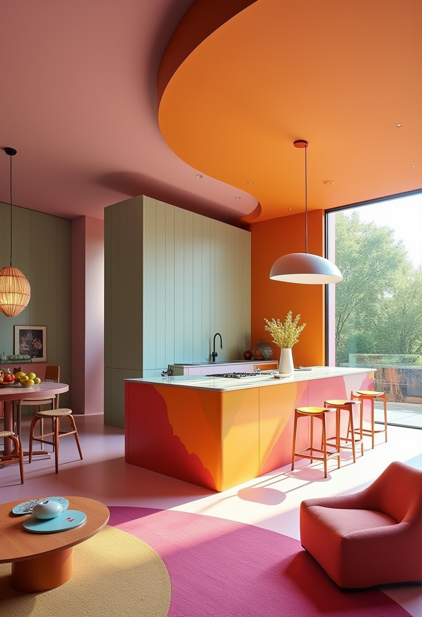 Open Kitchen And Living Room With Island 23