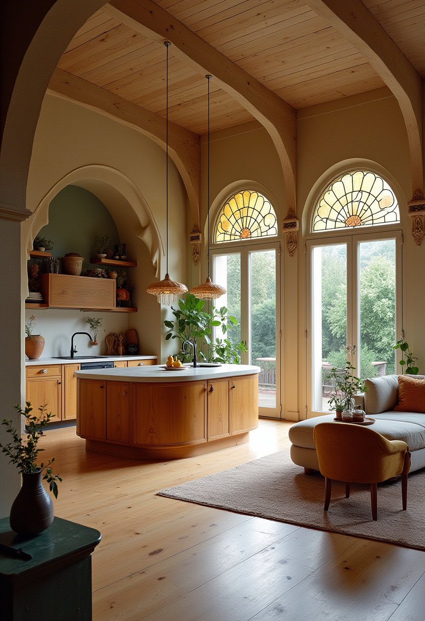 Open Kitchen And Living Room With Island 26