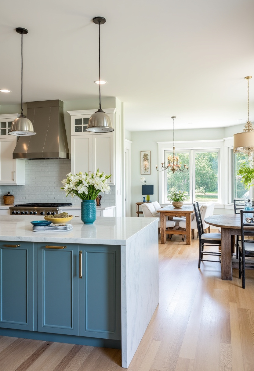 Open Kitchen And Living Room With Island 29