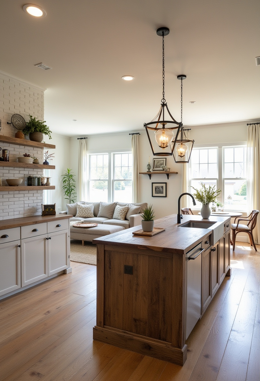 Open Kitchen And Living Room With Island 9