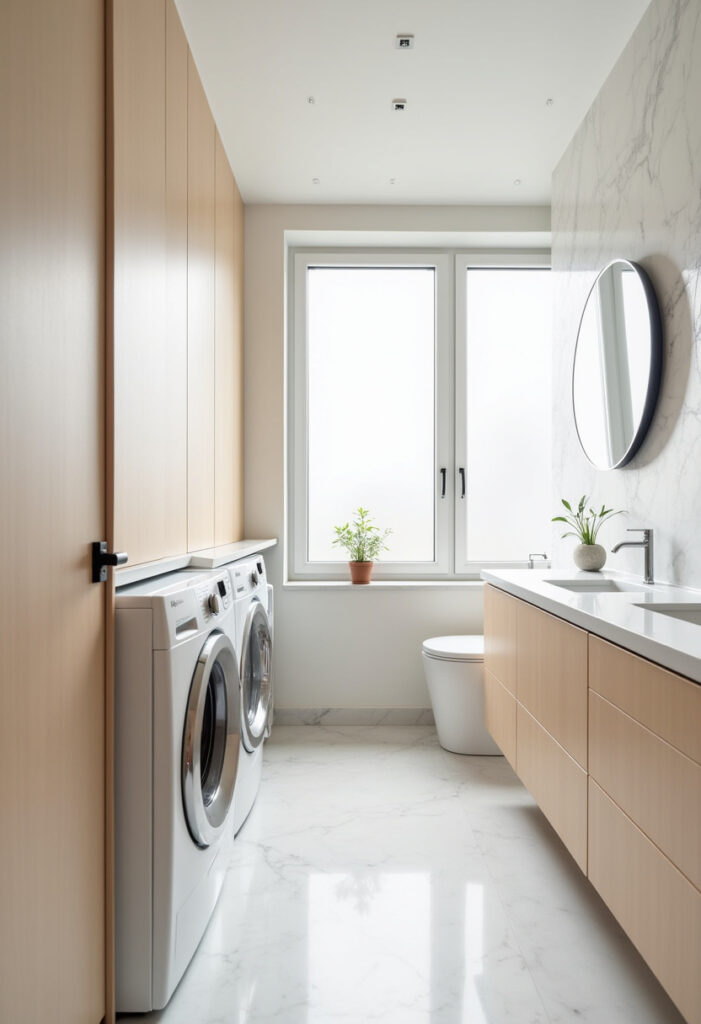 Small Bathroom With Washer And Dryer 1
